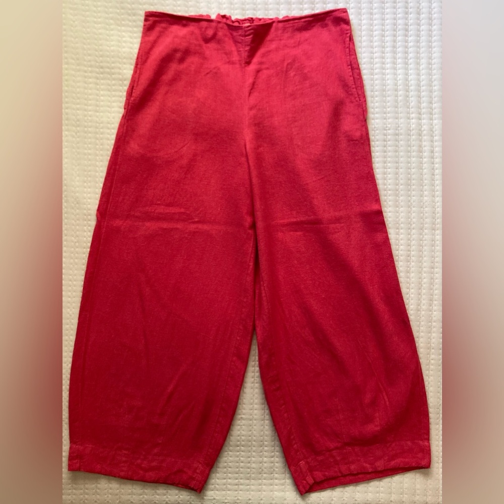 High-Waist Red Wide-Leg Pants - Picture 2 of 15